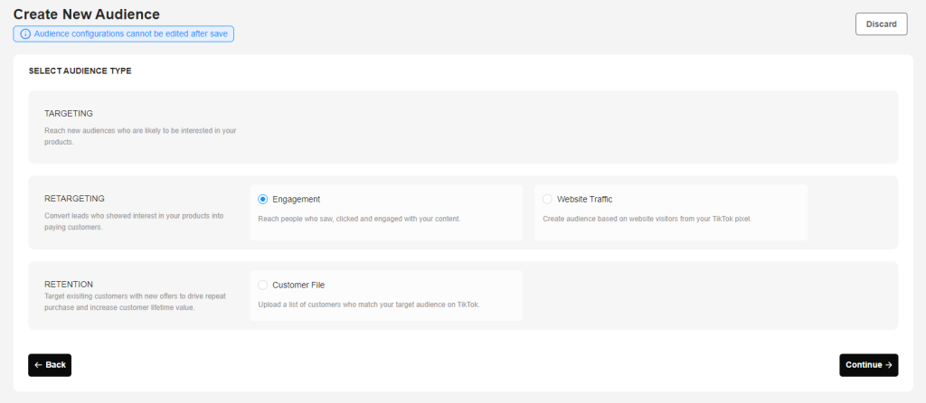 NestAds select audience type
