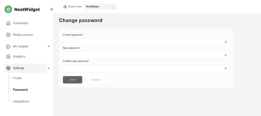 NestWidget change password