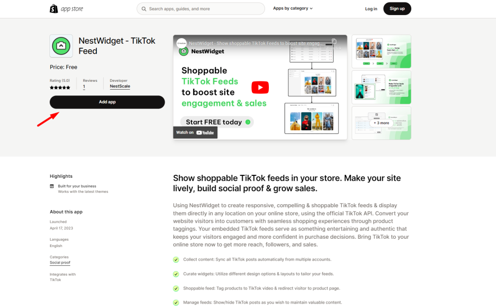 Connect Shopify store with NestWidget