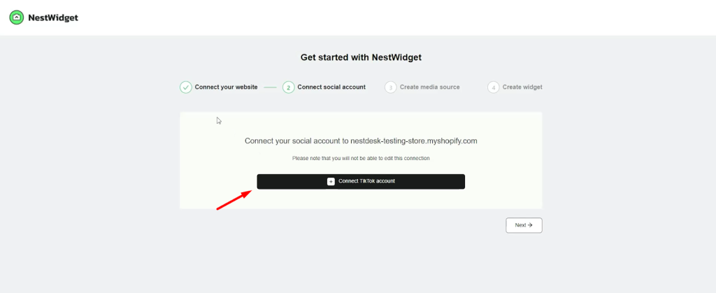 NestWidget onboarding step 2