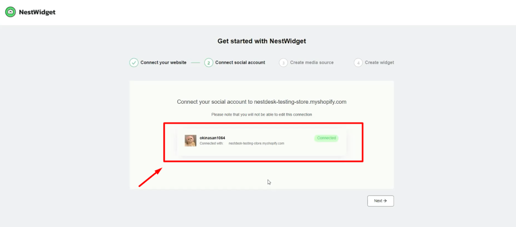 NestWidget onboarding step 2
