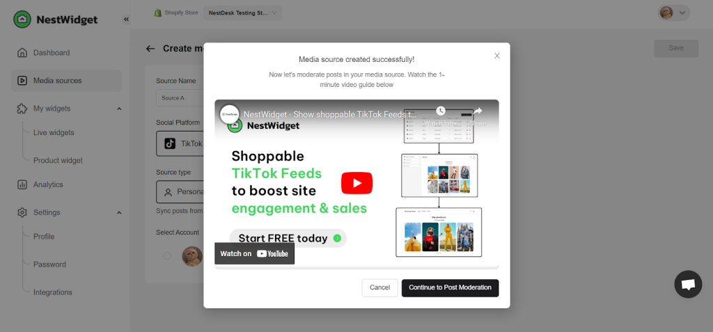 NestWidget - create media source successfully