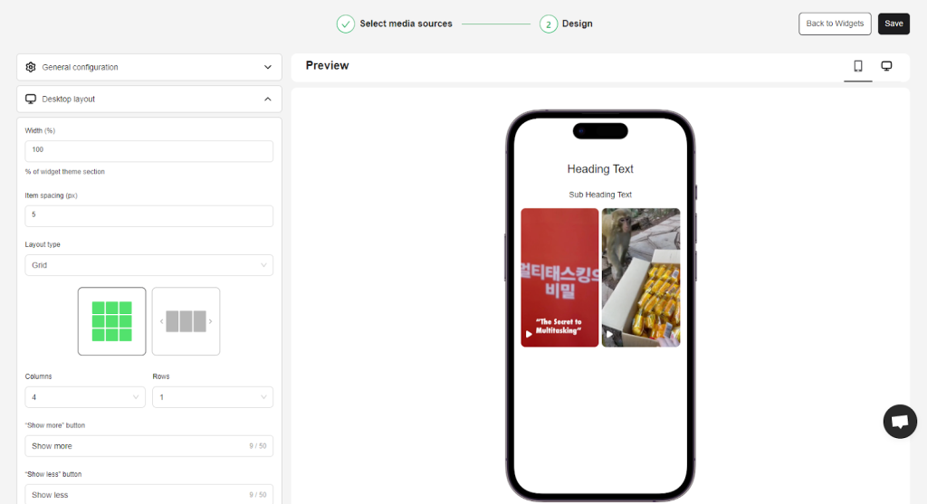 NestWidget - create live widget - design