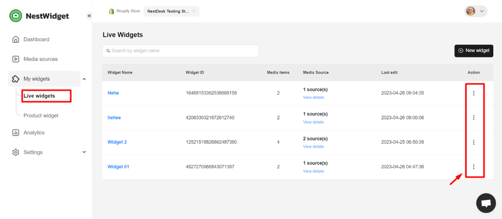 NestWidget - create product widget - install widget