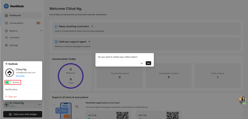 NestDesk enable/ disable invisible mode