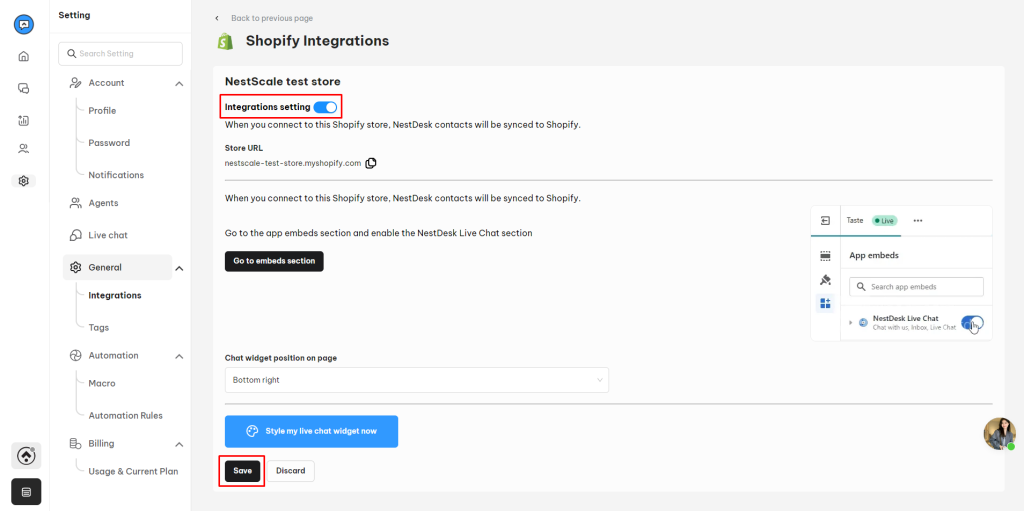 NestDesk Shopify Integration