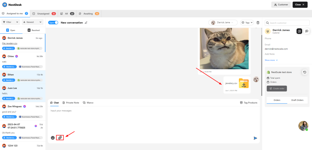 Send files in NestDesk