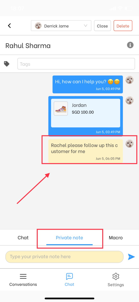 NestDesk conversation mobile