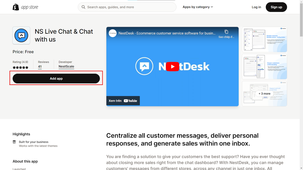 NestDesk Shopify app listing 
