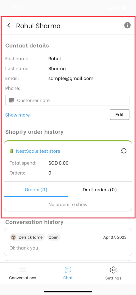 NestDesk view customer information
