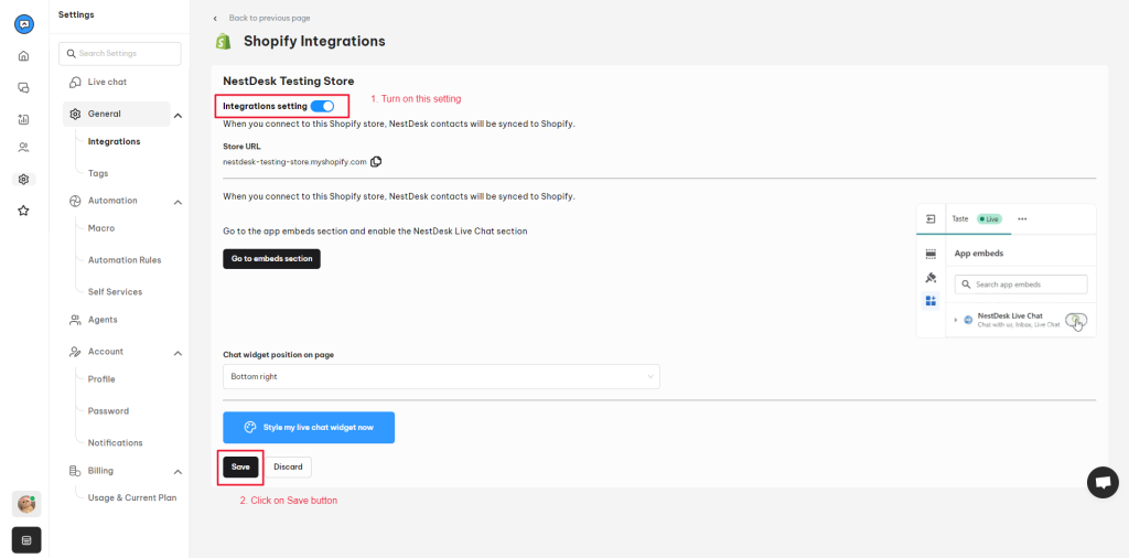 Enable Shopify integration