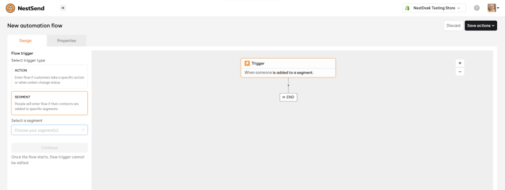 NestSend automation flow segments triggered