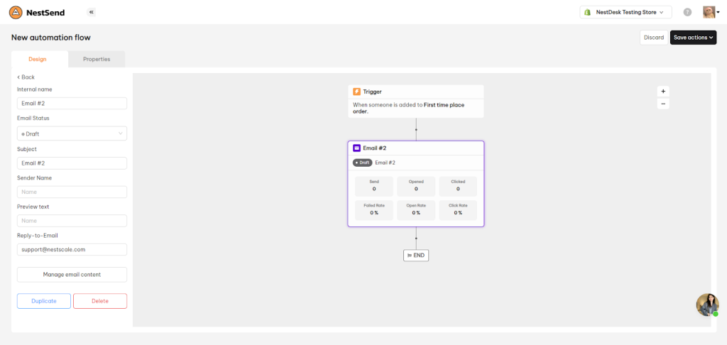 NestSend automation flow drag and drop 