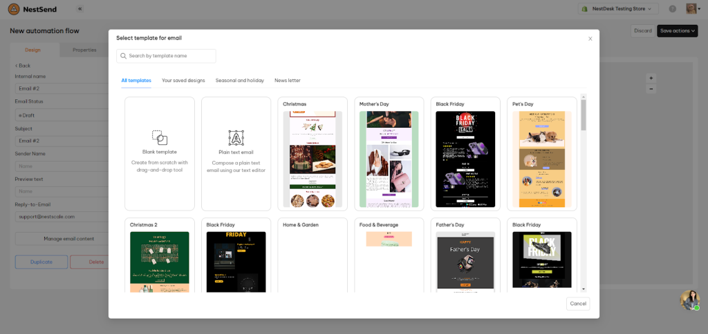 NestSend email templates