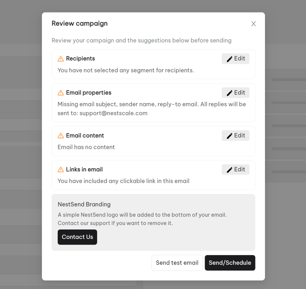 NestSend email information review