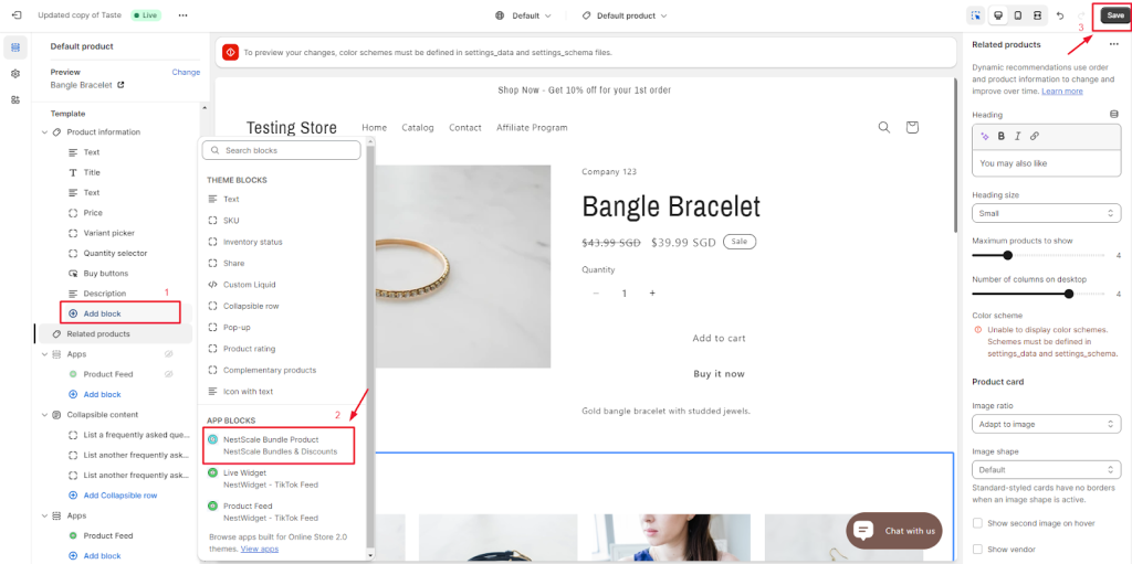display the bundle on product page 