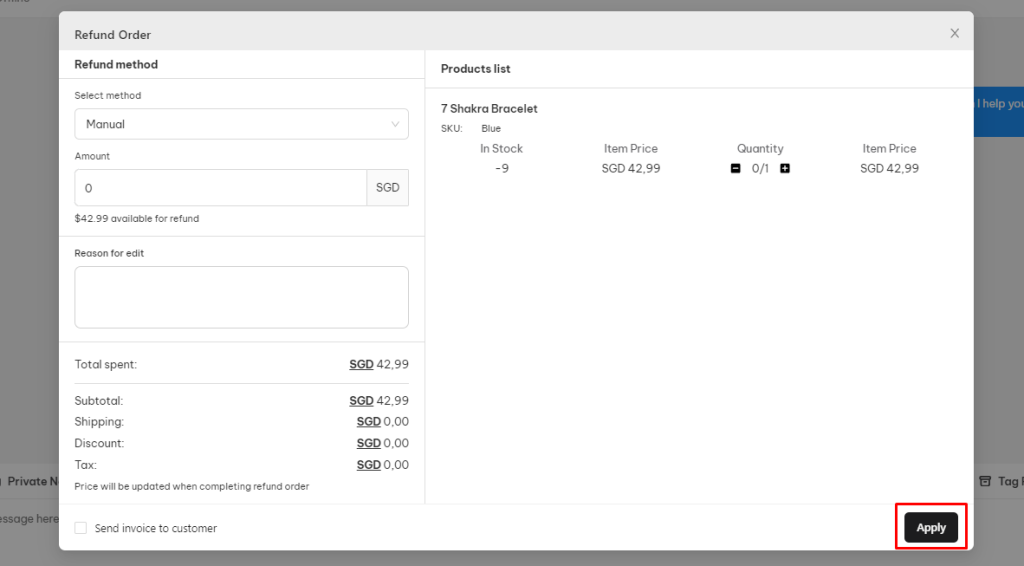 Refund order in NestDesk