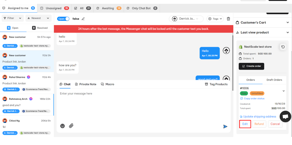 NestDesk conversation dashboard