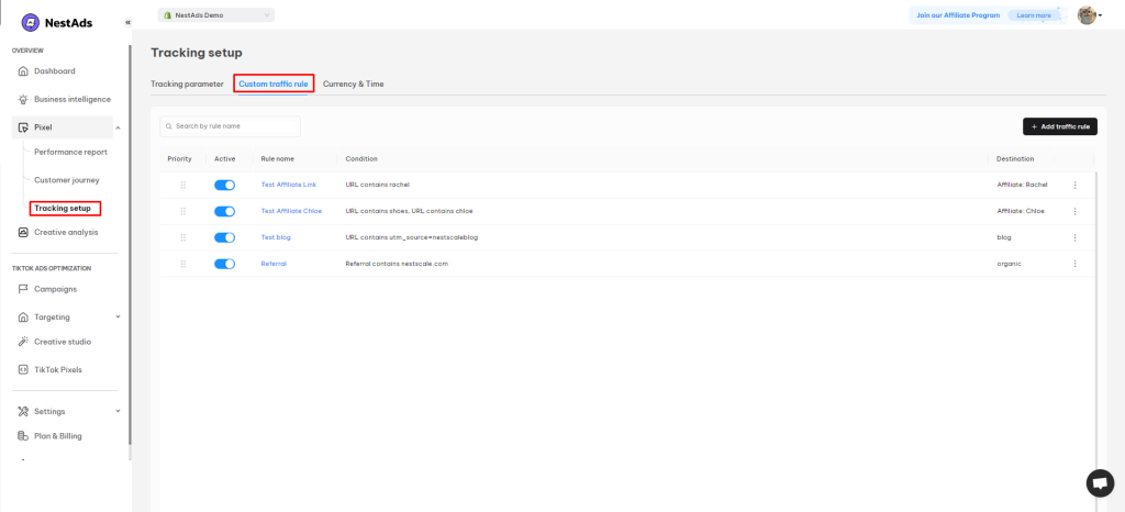 NestAds Custom Traffic Rules