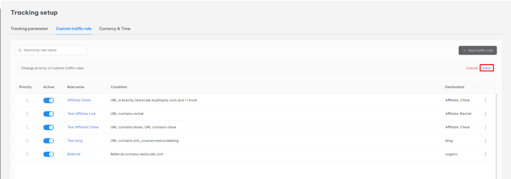 NestAds Custom Traffic Rules