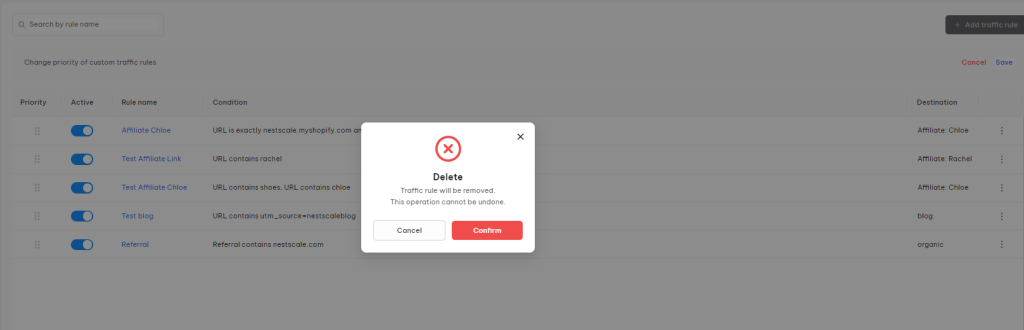 NestAds Custom Traffic Rules