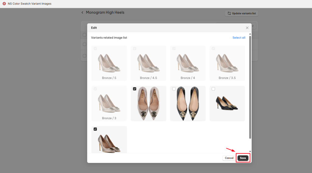 Assign images to variant