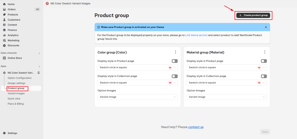 Create product group