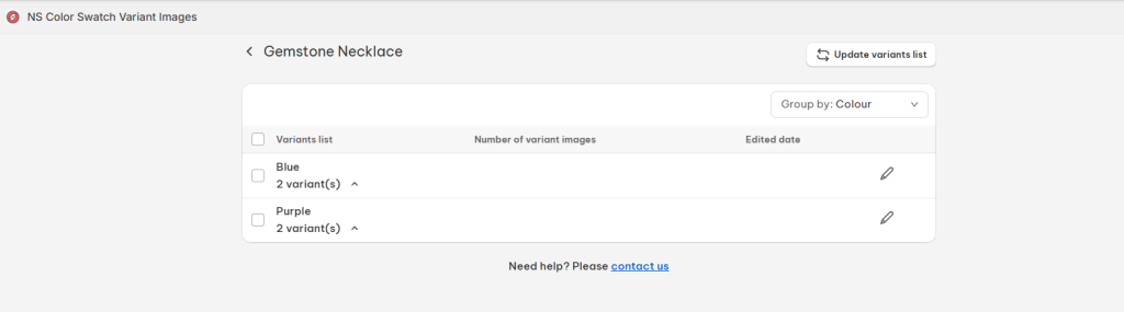 variant images settings