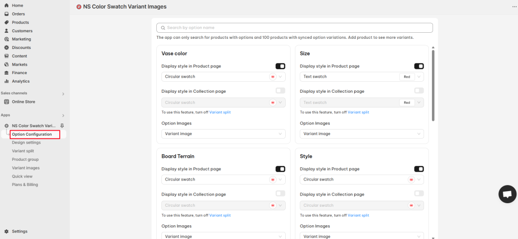 Option Configuration 