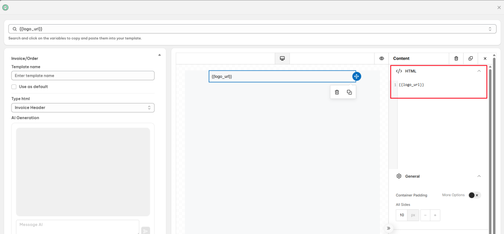 Input variable code HTML
