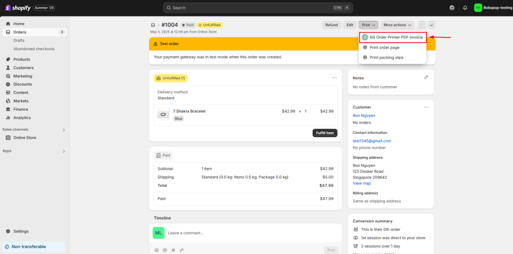 Print invoice