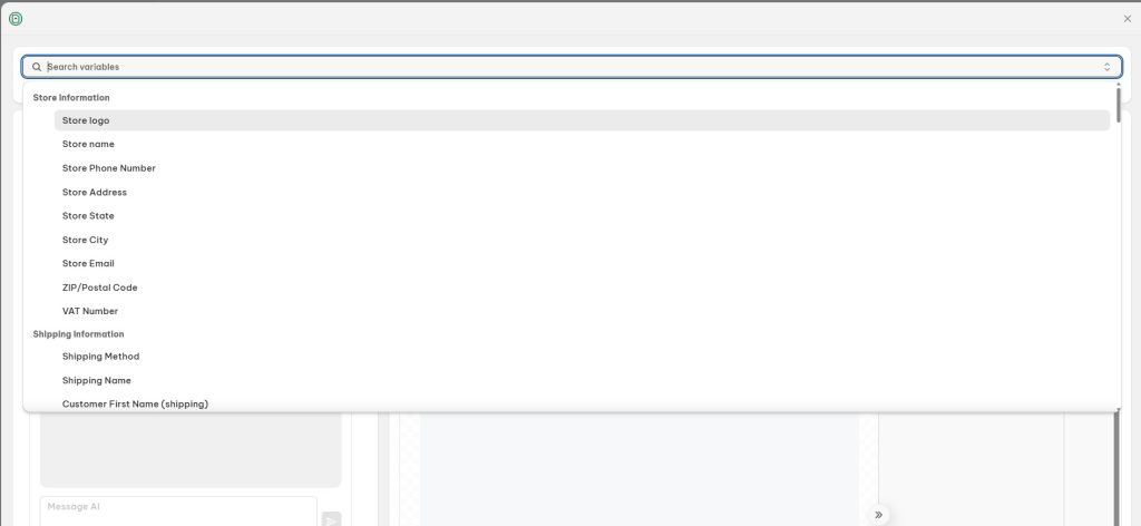 Search variables
