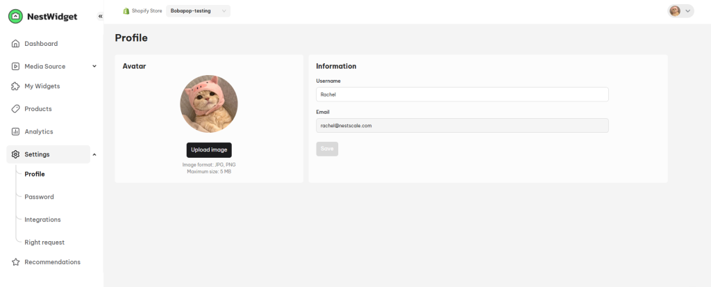 NestWidget profile
