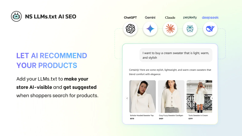 Make your store visible to AI suggestion